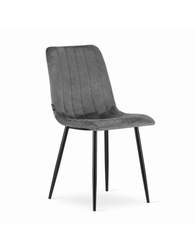 Set 4 scaune bucatarie/living, Artool, Lava, catifea, metal, gri si negru, 43x51x90 cm