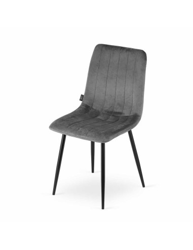 Set 4 scaune bucatarie/living, Artool, Lava, catifea, metal, gri si negru, 43x51x90 cm