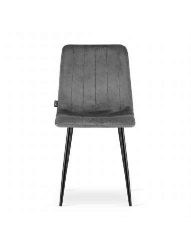 Set 4 scaune bucatarie/living, Artool, Lava, catifea, metal, gri si negru, 43x51x90 cm