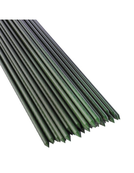 Set 25 araci/suport pentru rosii, castraveti, fasole, metal + PVC, verde, 180x2 cm, Artool