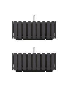 Set 2 jardiniere decorative cu suport metalic, sistem irigare,​​​​​​​ antracit, 38x18x16.2 cm, Boardee Fencycase W