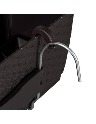 Set 4 jardiniere decorative cu suport metalic, Prosperplast, imitatie ratan, maro, 49.2x17.2x17.4 cm