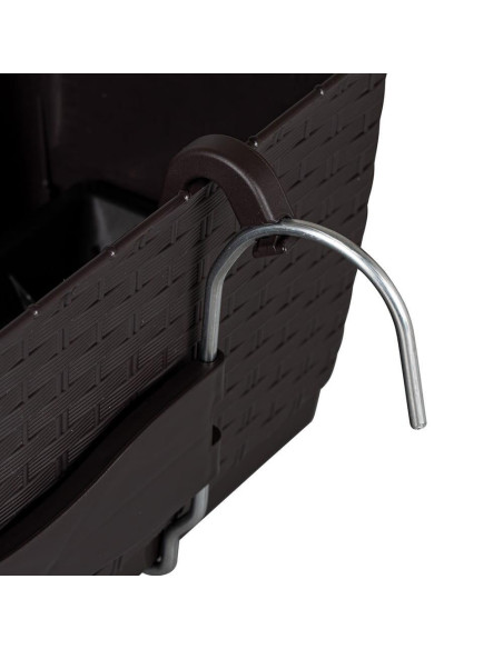 Set 4 jardiniere decorative cu suport metalic, Prosperplast, imitatie ratan, maro, 49.2x17.2x17.4 cm