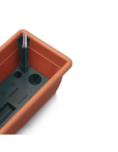 Set 4 jardiniere decorative cu sistem de irigare, 11 L, 60x18x14 cm, maro, Prosperplast 2