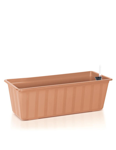 Set 4 jardiniere decorative cu sistem de irigare, 11 L, 60x18x14 cm, maro, Prosperplast