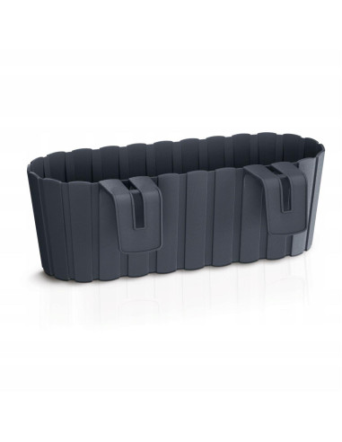 Set 4 jardiniere decorative cu suport de plastic, antracit, 4.9 L, 38.3x21.2x13 cm, Boardee Hook