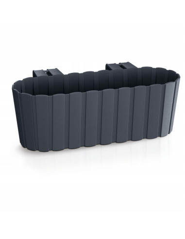 Set 4 jardiniere decorative cu suport de plastic, antracit, 4.9 L, 38.3x21.2x13 cm, Boardee Hook