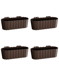 Set 4 jardiniere decorative cu suport de plastic, maro, 4.9 L, 38.3x21.2x13 cm, Boardee Hook