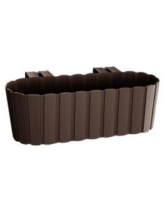 Set 4 jardiniere decorative cu suport de plastic, maro, 4.9 L, 38.3x21.2x13 cm, Boardee Hook 2