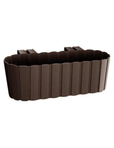 Set 4 jardiniere decorative cu suport de plastic, maro, 4.9 L, 38.3x21.2x13 cm, Boardee Hook