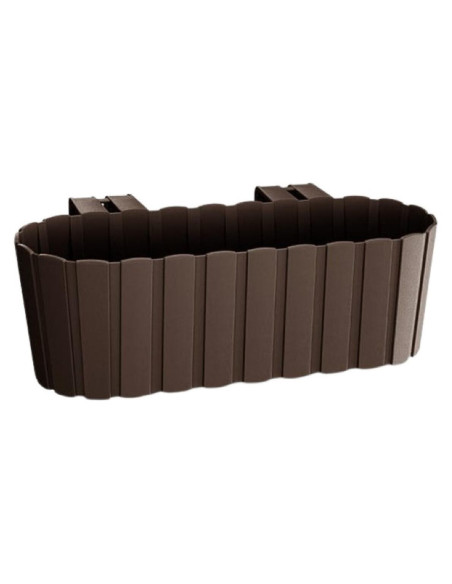 Set 4 jardiniere decorative cu suport de plastic, maro, 4.9 L, 38.3x21.2x13 cm, Boardee Hook