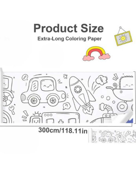 Hartie Auto-adeziva si Decupabila pentru Desenat si Colorat, Model Masini si 48 Markere cu 2 Capete si Geant de Depozitare