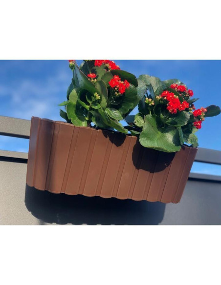 Set 4 jardiniere decorative cu suport de plastic, maro, 4.9 L, 38.3x21.2x13 cm, Boardee Hook