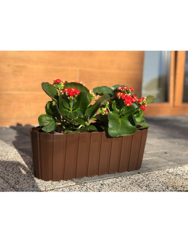 Set 4 jardiniere decorative cu suport de plastic, maro, 4.9 L, 38.3x21.2x13 cm, Boardee Hook