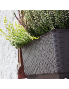 Set 4 jardiniere decorative, Prosperplast, imitatie ratan, maro, 49.2x17.2x17.4 cm 2