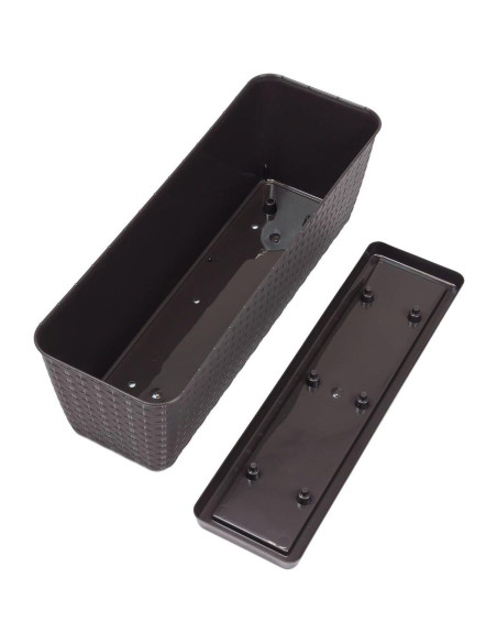 Set 4 jardiniere decorative, Prosperplast, imitatie ratan, maro, 49.2x17.2x17.4 cm