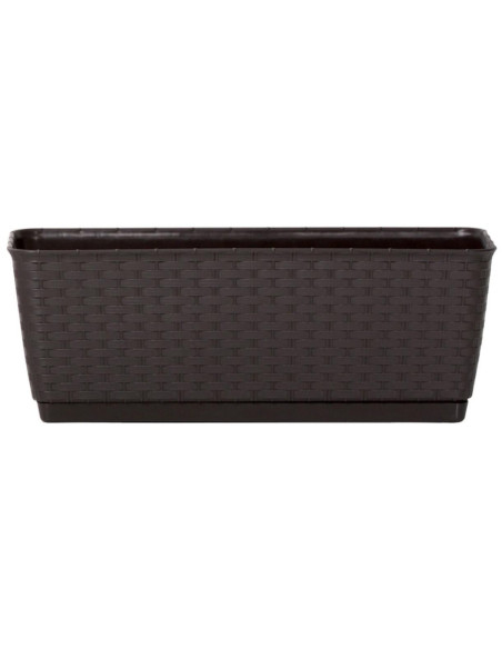 Set 4 jardiniere decorative, Prosperplast, imitatie ratan, maro, 49.2x17.2x17.4 cm