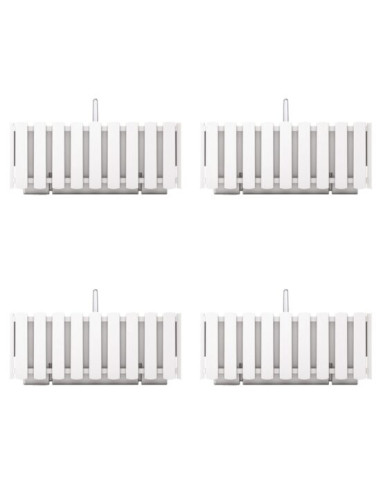 Set 4 jardiniere decorative cu suport metalic, sistem irigare,​​​​​​​ alb, 38x18x16.2 cm, Boardee Fencycase W