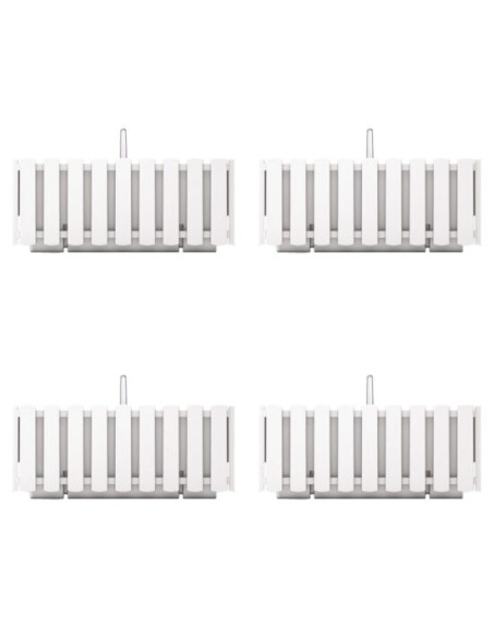 Set 4 jardiniere decorative cu suport metalic, sistem irigare,​​​​​​​ alb, 38x18x16.2 cm, Boardee Fencycase W