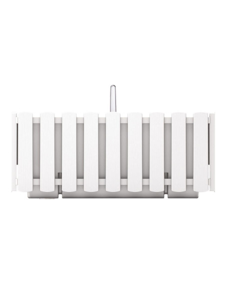 Set 4 jardiniere decorative cu suport metalic, sistem irigare,​​​​​​​ alb, 38x18x16.2 cm, Boardee Fencycase W