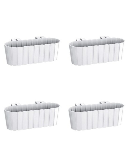 Set 4 jardiniere decorative cu suport de plastic, alb, 4.9 L, 38.3x21.2x13 cm, Boardee Hook