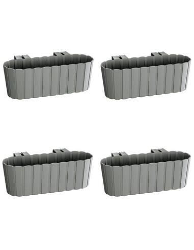 Set 4 jardiniere decorative cu suport de plastic, gri, 4.9 L, 38.3x21.2x13 cm, Boardee Hook