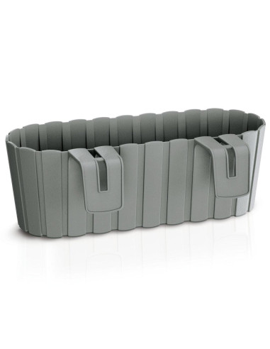 Set 4 jardiniere decorative cu suport de plastic, gri, 4.9 L, 38.3x21.2x13 cm, Boardee Hook