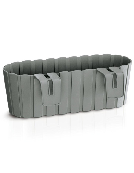 Set 4 jardiniere decorative cu suport de plastic, gri, 4.9 L, 38.3x21.2x13 cm, Boardee Hook