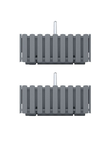 Set 2 jardiniere decorative cu suport metalic, sistem irigare,​​​​​​​ gri, 38x18x16.2 cm, Boardee Fencycase W