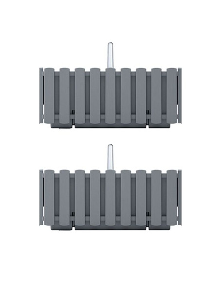 Set 2 jardiniere decorative cu suport metalic, sistem irigare,​​​​​​​ gri, 38x18x16.2 cm, Boardee Fencycase W