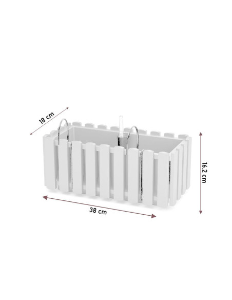 Set 2 jardiniere decorative cu suport metalic, sistem irigare,​​​​​​​ gri, 38x18x16.2 cm, Boardee Fencycase W