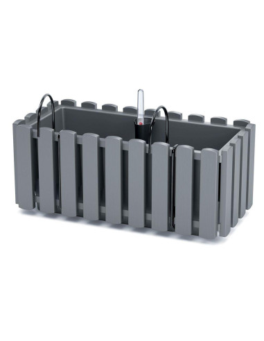 Set 2 jardiniere decorative cu suport metalic, sistem irigare,​​​​​​​ gri, 38x18x16.2 cm, Boardee Fencycase W