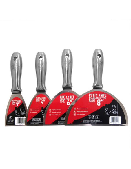 Set 4 spacluri inox, monobloc, maner metalic, 75-100-150-200 mm, Olejnik