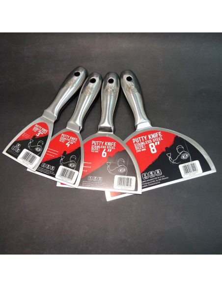 Set 4 spacluri inox, monobloc, maner metalic, 75-100-150-200 mm, Olejnik