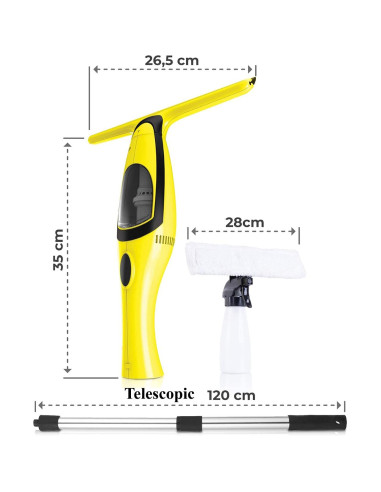 Aspirator de geamuri si oglinzi, electric, maner telescopic 120 cm, stergator/curatator fara fir cu acumulator 200 mAh, 280 ml, 