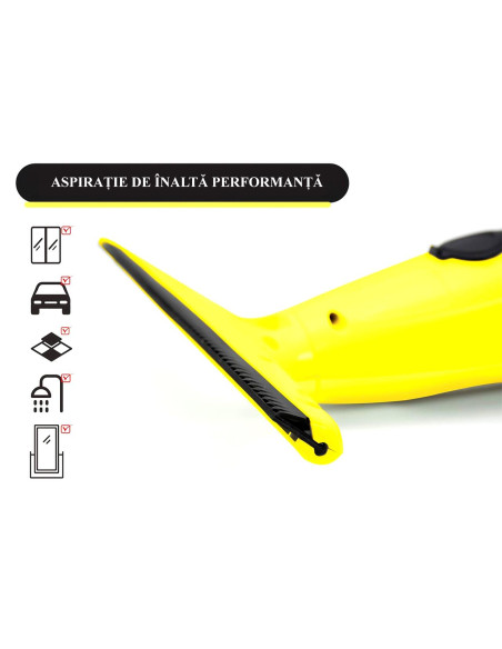 Aspirator de geamuri si oglinzi, electric, maner telescopic 120 cm, stergator/curatator fara fir cu acumulator 200 mAh, 280 ml, 