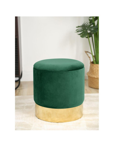 Taburet, rotund, cu spatiu depozitare, catifea, verde, max 80 kg, 39x40 cm, Golden, Akord