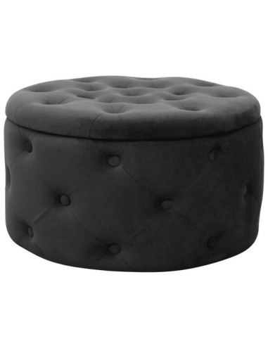 Taburet, rotund, cu spatiu depozitare, catifea, negru, max 80 kg, 55x30 cm, Alia, Akord