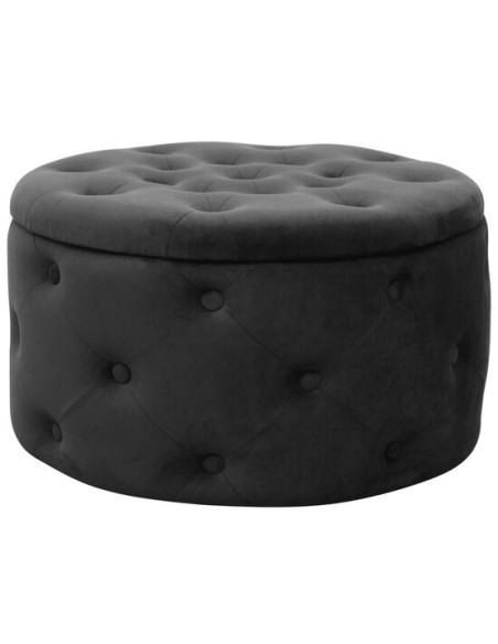 Taburet, rotund, cu spatiu depozitare, catifea, negru, max 80 kg, 55x30 cm, Alia, Akord