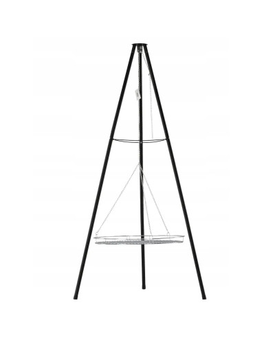 Gratar de gradina cu carbuni, grill rotund, trepied ajustabil, 64.5x64.5x150 cm, Chomik