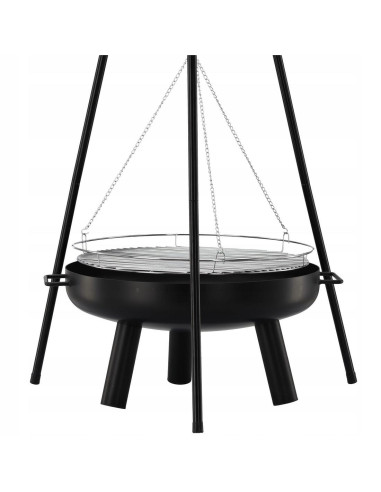 Gratar de gradina cu carbuni, grill rotund, trepied ajustabil, 64.5x64.5x150 cm, Chomik