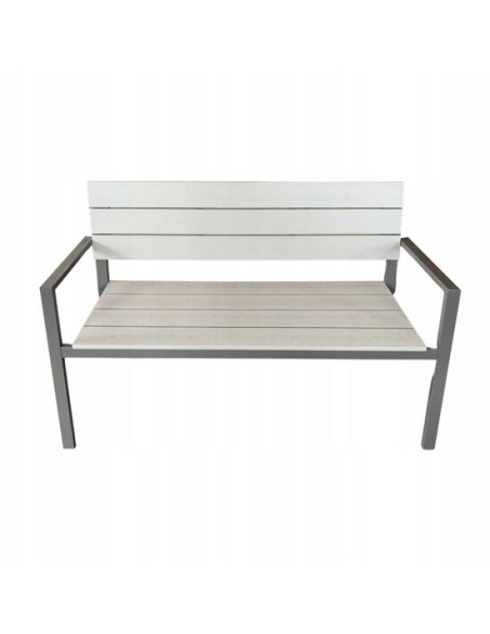 Banca de gradina, spatar plastic, structura otel, gri, 118x54x77 cm, Miruna