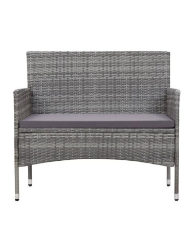 Set mobilier gradina/terasa, gri, ratan sintetic, 1 masa, 2 scaune, 1 canapea, Reno