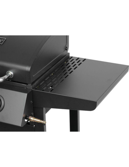 Gratar gradina, grill dreptunghiular, cu gaz, 2 arzatoare, cu roti, capac, rafturi, 96x50x100 cm, BBQ Andora