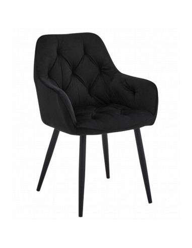 Scaun stil fotoliu bucatarie/living, Artool, York, catifea, metal, negru, 56x62x83.5 cm