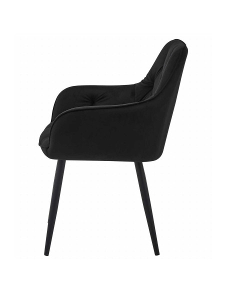 Scaun stil fotoliu bucatarie/living, Artool, York, catifea, metal, negru, 56x62x83.5 cm