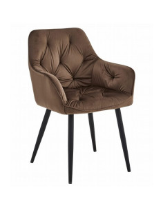 Scaun stil fotoliu bucatarie/living, Artool, York, catifea, metal, maro si negru, 56x62x83.5 cm