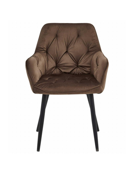 Scaun stil fotoliu bucatarie/living, Artool, York, catifea, metal, maro si negru, 56x62x83.5 cm