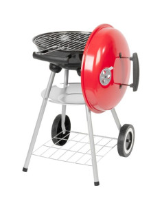 Gratar gradina cu carbuni, grill rotund, cu roti, capac, rafturi, 34.5 cm, 36x46.5x71 cm, Pluto
