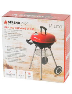 Gratar gradina cu carbuni, grill rotund, cu roti, capac, rafturi, 34.5 cm, 36x46.5x71 cm, Pluto 2